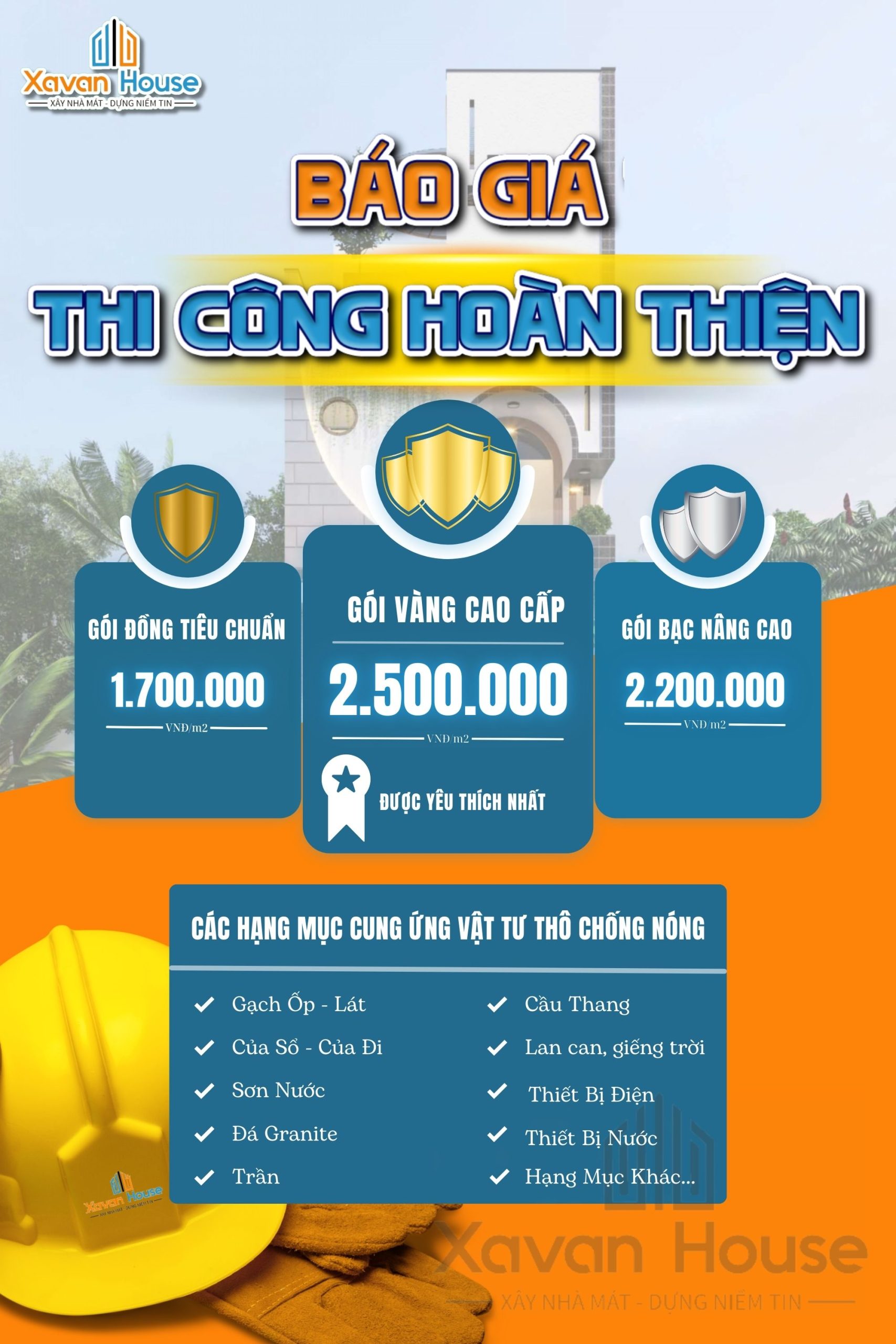 Bảng báo giá thi công hoàn thiện nhà tại Phan Rang - Xây dựng Xavan House